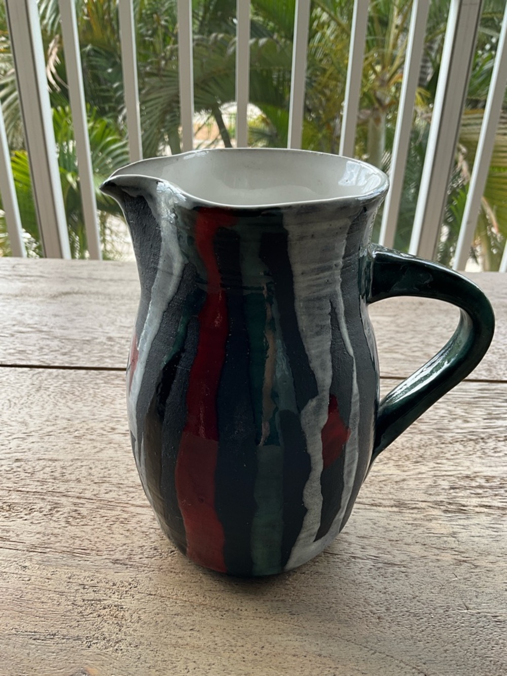 Handcrafted Ceramic Pitcher in Black and Red